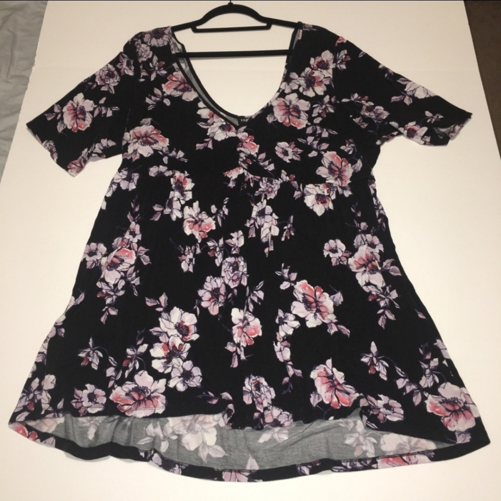 Torrid size 3 black floral deep v babydoll